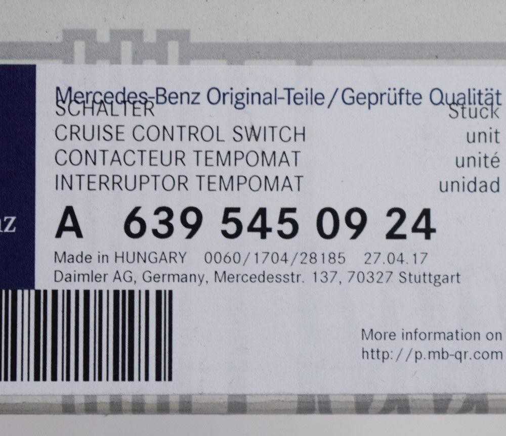 MERCEDES-BENZ Viano W639 Kruizo kontrolės jungiklis A6395450924 Naujas originalus