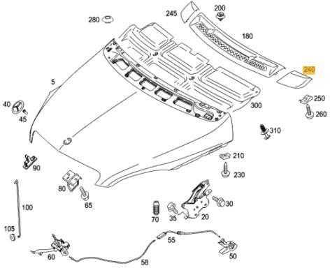 "Mercedes-Benz W245" priekinio stiklo vandens nutekėjimo dangtelis kairėje pusėje originalus A1698300375