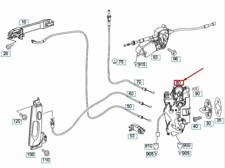 Mercedes-Benz W639 galinių durų kairės pusės užraktas originalus A6397300835