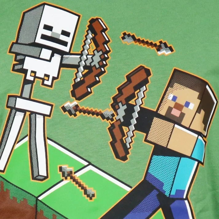 "Minecraft" Steve ir Skeletonas vaikiški marškinėliai ilgomis rankovėmis