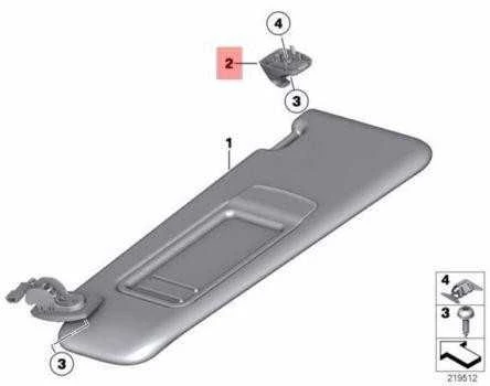 NAUJA OEM BMW 5 6 7 F10 F11 F13 F01 F02 F04 Saulės užuolaidos kabliuko laikiklis 51167227034