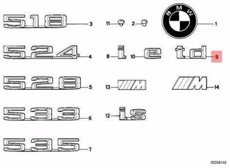 NAUJA OEM BMW E28 E30 Galinio Bagažinės Dangčio TD Emblema Ženklelis Logotipas 51141917430