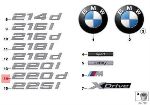 NAUJA OEM BMW F45 Bagažinės Dangčio 220d Emblema Ženklelis Logotipas 51147383516