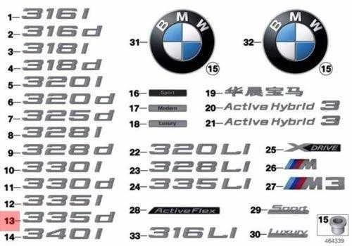 NAUJA OEM Originali BMW F30 F30N Bagažinės Dangčio 335d Emblema Ženklas Logotipas 51147289896