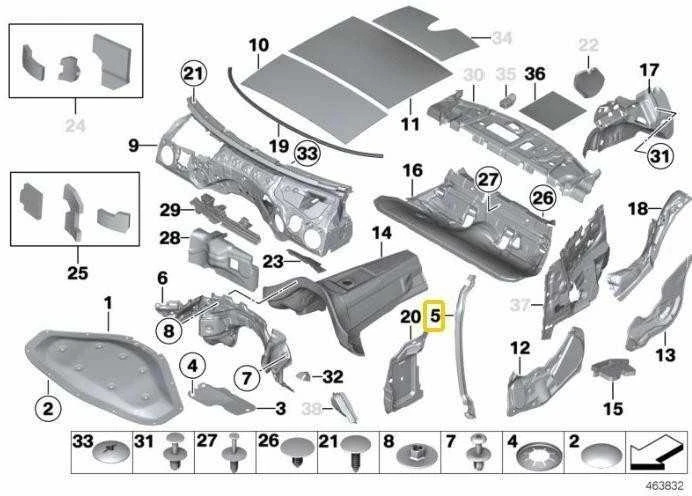 NAUJAS BMW 1 F20 KAIRĖS PUSĖS KOTFLENGIS, KORPUSO TARPINĖ 51487300693 7300693