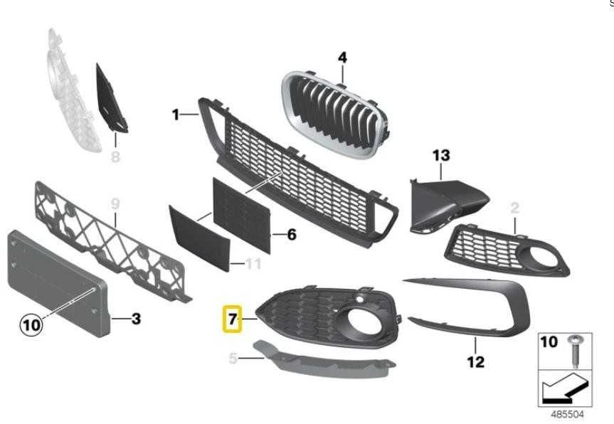 Naujas originalus BMW 1 F20 LCI F21 LCI priekinis bamperis kairysis rūko žibinto groteles 8068605 OEM