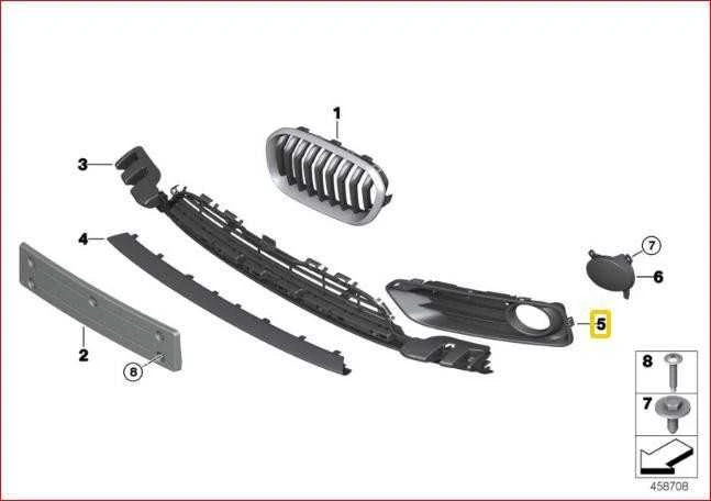 Naujas originalus BMW 1 serijos F20 F21 priekinis bamperis apatinis rūko grotelių dešinė 7371666 OEM