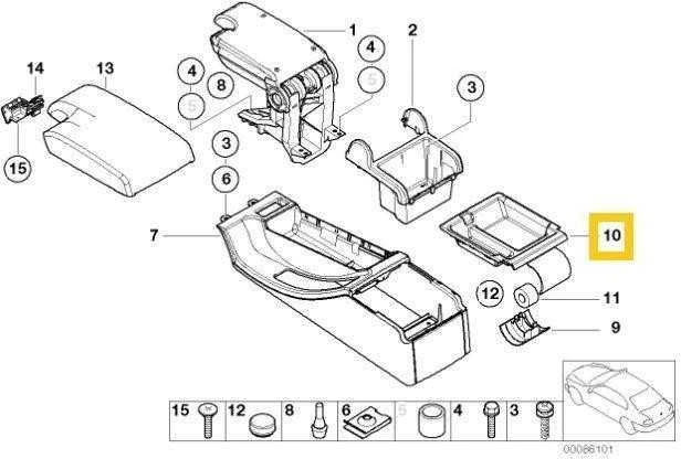 Naujas originalus BMW 3 serijos 3 E46 centrinės konsolės porankis 8228821 OEM