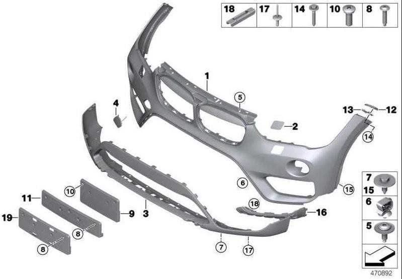 Naujas originalus BMW F48 X1 14-17 priekinis M Sport buferis traukimo kablio akies dangtelis 8072810 OEM