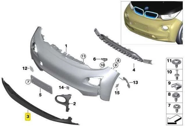 Naujas originalus BMW i3 I01 priekinio bamperio apatinės apdailos dangtelis 7296817
