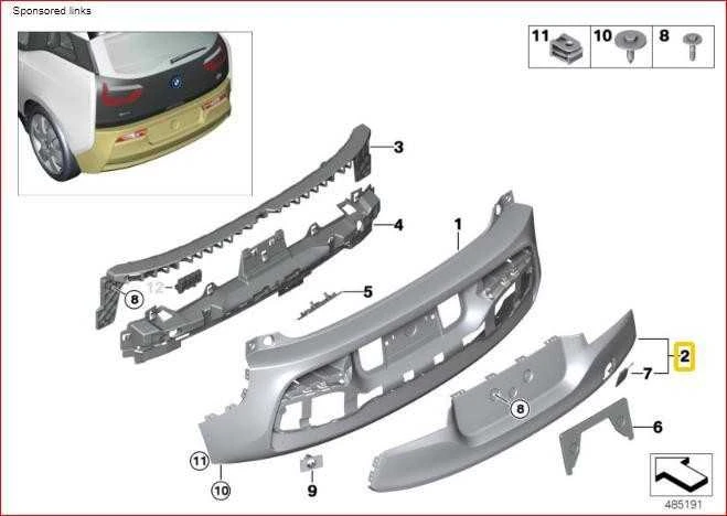 Naujas originalus BMW I3 serijos I01 galinis bamperio apatinis dangtis 7370664 OEM