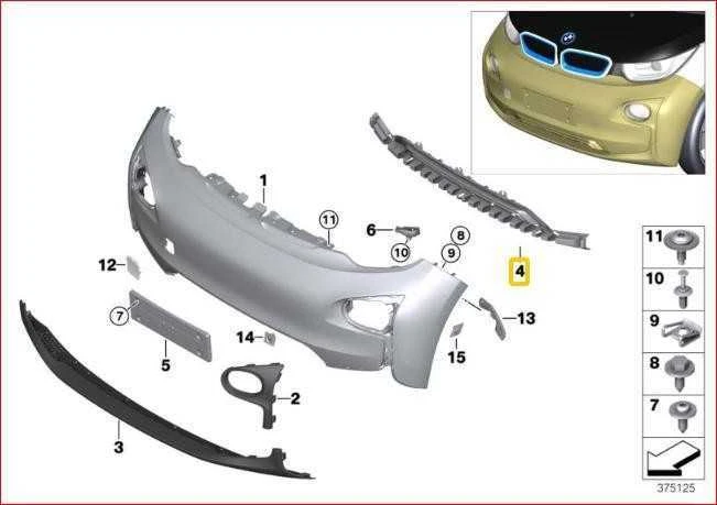 Naujas originalus BMW I3 serijos I01 priekinis bamperio apatinis oro įsiurbimo groteles 7306434 OEM