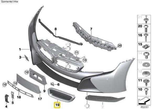 Naujas originalus BMW i8 L12 priekinis apdailos inksto grotelių dažytas pilkai dešinė 7370636 OEM