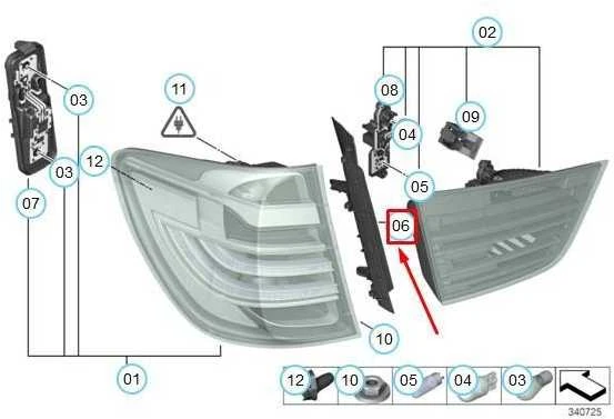 NAUJAS ORIGINALUS BMW X3 F25 GALINIS ŽIBINTO DANGTELIO APDAILOS KAIRĖ PUSĖ 63217263603
