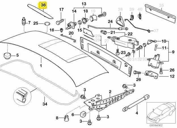 Naujas originalus BMW Z3 E36 kabrioletas trečios juodos stabdžių šviesos dangtelio apdaila 8410754 OEM