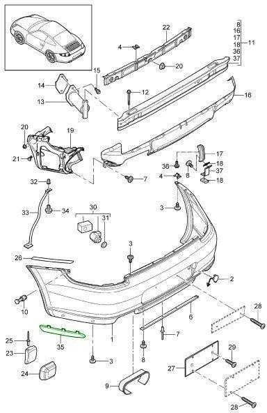Naujas originalus PORSCHE 911 997 2-osios kartos (09-12) galinis bamperis dešinėje pusėje, OEM