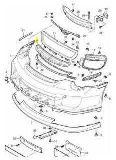 Naujas originalus Porsche 911 Turbo 07-09 priekinis viršutinis bamperio oro groteles 9975753278001C