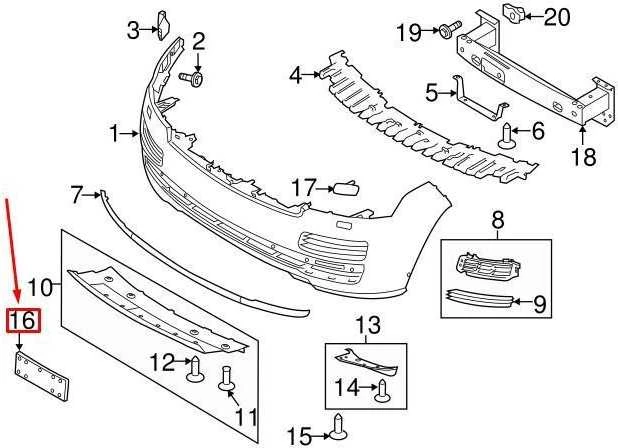 OEM LAND ROVER RANGE ROVER L405 PRIEKINIS REGISTRACIJOS NUMERIO LAIKIKLIS LR077393 ORIGINALUS