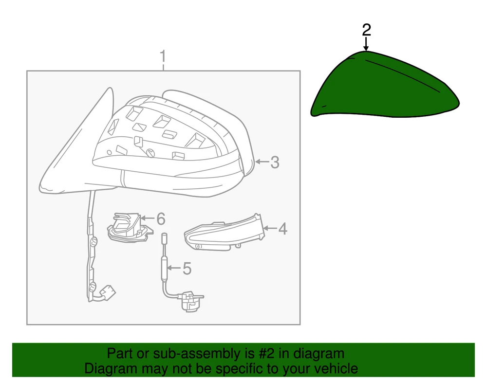 OEM TOYOTA HIGHLANDER VAIRUOTOJAS PUSĖS VEIDRODŽIO KAPOTAS BALTA 87945-0E040-A0 TINKA 2014-19