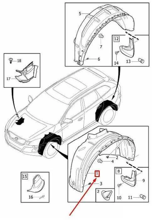 OEM VOLVO XC60 MK1 PRIEKINIŲ KAIRĖS RATŲ ARKOS APDAILA 31407824 ORIGINALI