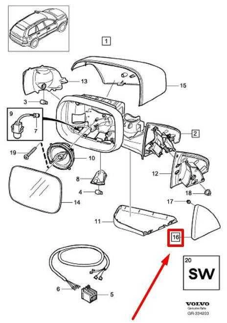 OEM VOLVO XC90 MK1 PRIEKINIŲ KAIRĖS VIDINĖS DURŲ VEIDRODŽIO APDAILA ŽIEDAS 30766263 NAUJAS