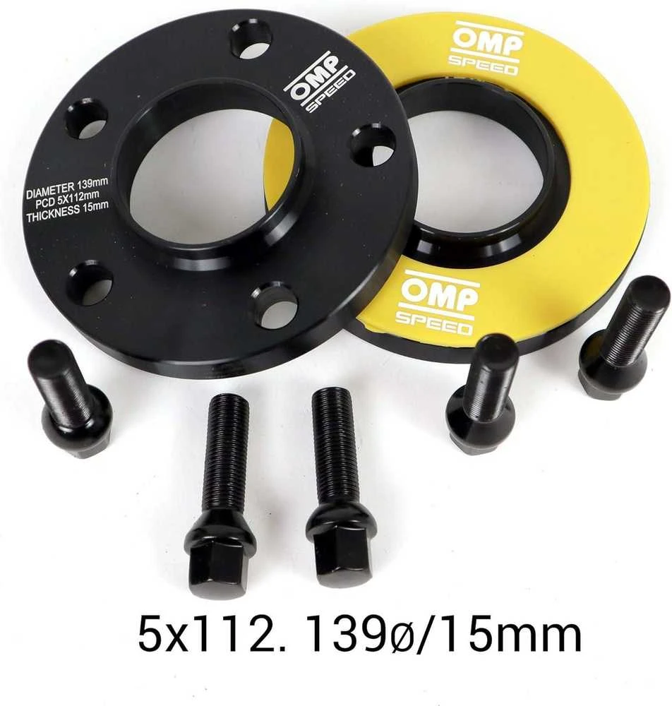 OMP Speed ratų tarpikliai 15mm 5x112 66,5mm M14x1,5 konusiniai ir rutuliniai rinkiniai