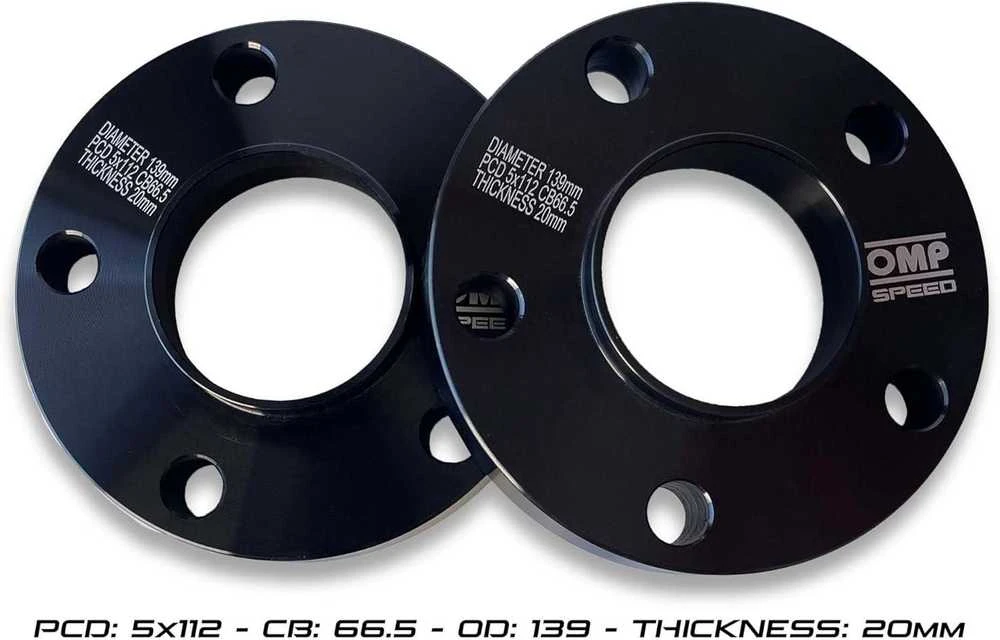 OMP SPEED Rinkinys Ratų tarpikliai 20mm 5x112 66,5 m14x1,5 konusinis+14x1,5 kamuolys