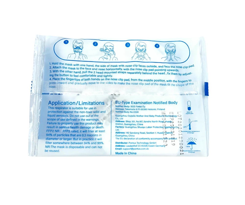 OPRPRO FFP2 NR Respiratorius, 10 vnt. 6973260790407