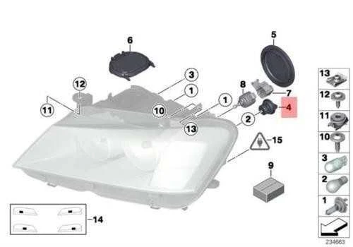 Originali BMW X3 X4 serijos F25 F26 lemputės lizdas Posūkio indikatorius 63117287863