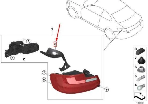 Originalus BMW 2 serijos F22 F23 F87 galinis dešinysis žibintas 63217370294