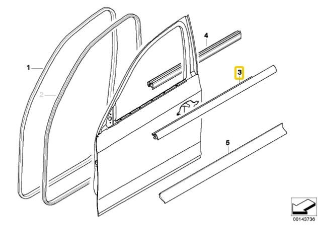 Originalus BMW ašmenų sandariklis kairėje priekinėje duryse 1er e87 51337066601 OEM
