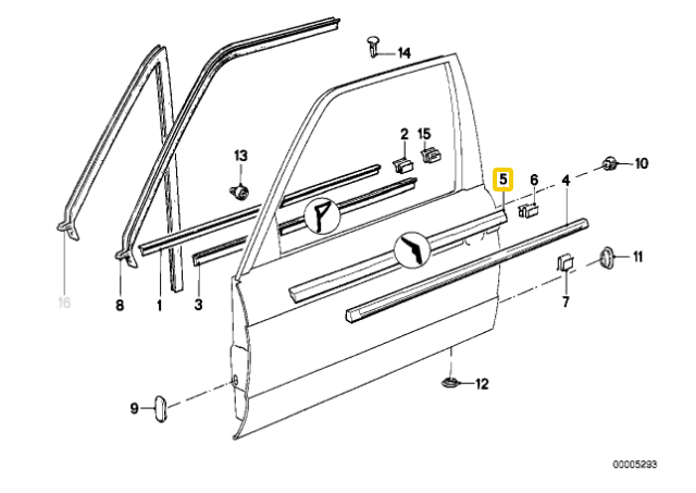 Originalus BMW E30 316 316i 318i 320i Durų oro juosta išorė kairė 51211913057