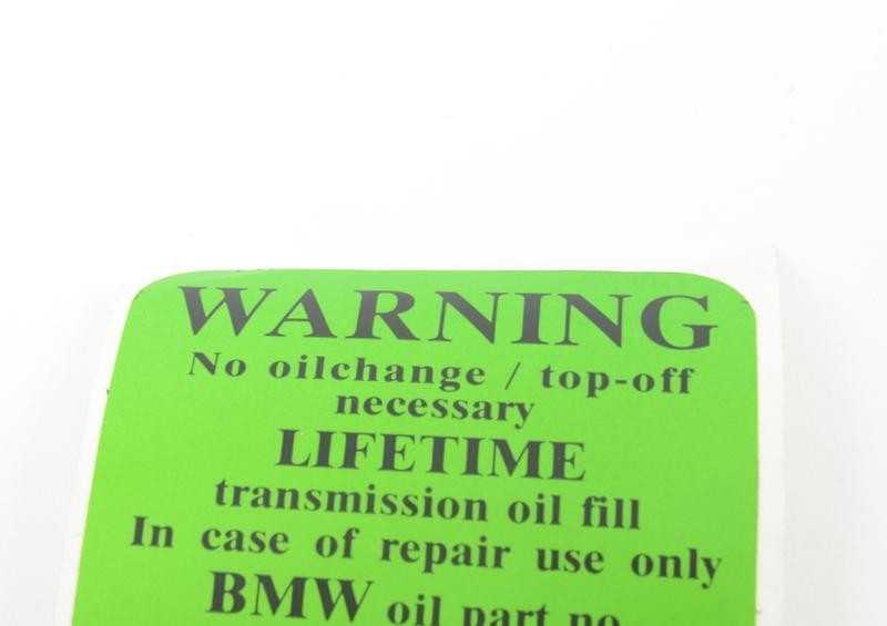 Originalus BMW E38 E39 E46 E85 alyvos bako lipdukas OEM 24111423619
