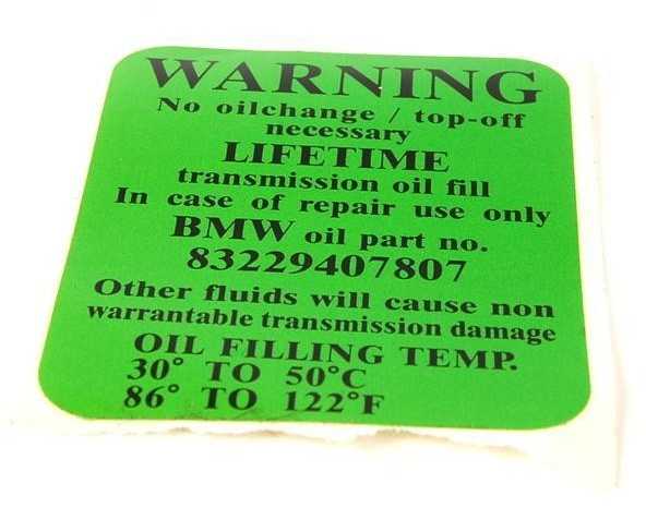 Originalus BMW E38 E39 E46 E85 alyvos bako lipdukas OEM 24111423619