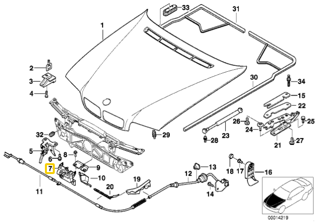 Originalus BMW E38 sedano durų užrakto pagrindas dešinėje OEM 51238164764