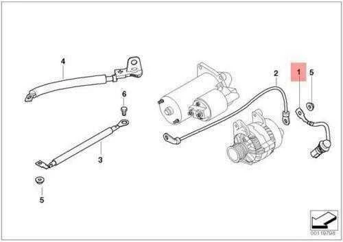 Originalus BMW E46 E53 E60 Prieššildymo sistemos laidų kabelis starteriui OEM 12427789231