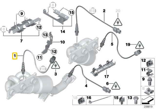 Originalus BMW E60 E61 E63 E64 E65 lambda deguonies jutiklis 380MM OEM 11787537993