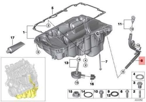 Originalus BMW E60N E61N E81 E82 variklio alyvos dipstiko vadovas vamzdis OEM 11437797998