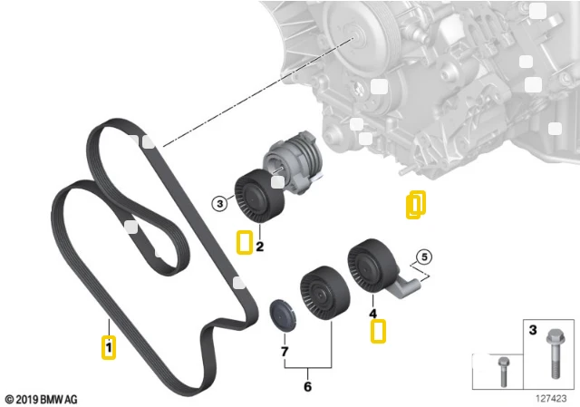 Originalus BMW E65 E66 sedanas V formos diržas 6PK X 1555 OEM 11287631818