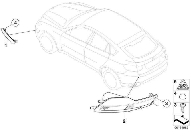 Originalus BMW E71 E72 SAC Galinis Kairysis Rūko Žibinto Atspindys OEM 63147187219