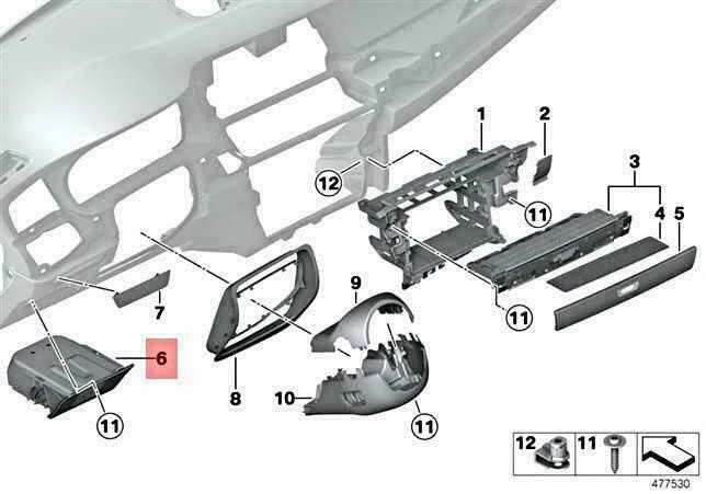 Originalus BMW F07 520d 528i 530d 155kW sulankstomas dėžutė vairuotojo pusėje 51169199127