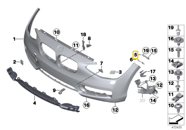 Originalus BMW F20 F21 F22 F23 MOS 114d Palaikymo šoninis skydelis priekinis dešinysis 51117245764