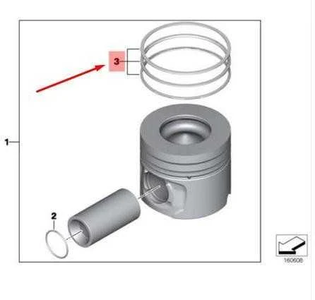 Originalus BMW F30 F01N F02N F06 F07 Remonto rinkinys 1x stūmoklio žiedai OEM 11257812627