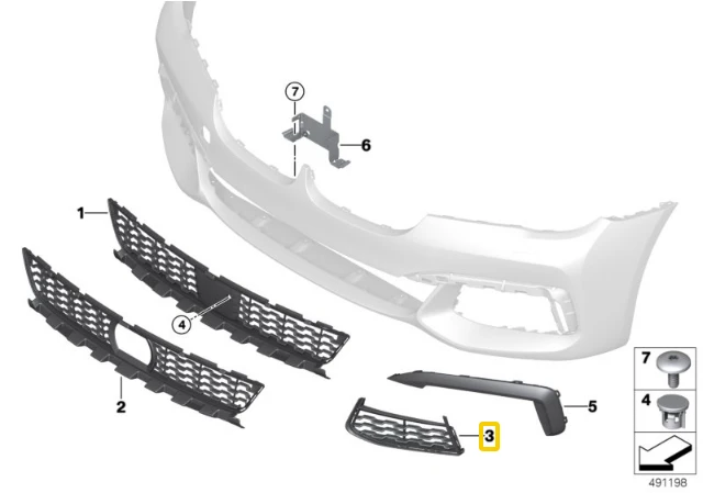 Originalus BMW G11 G12 730d 730i 730Li 740e oro įleidimo grotelės kairėje 51118092159