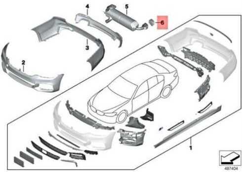Originalus BMW G11 G30 G31 G32 G38 518d išmetimo vamzdžio apdaila chromuota dešinė 18308631959