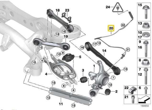 Originalus BMW galinis ABS ratų greičio jutiklis 34526762466 E81/E87/E90/E91