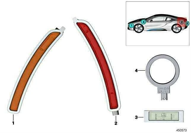 Originalus BMW I I8 I12 I15 kupė kabrioletas šoninis žibintas galinis kairysis 63147310777