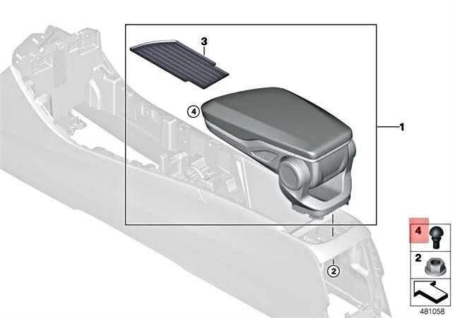 Originalus BMW X1 F39 F45 F46 F48 buferinis ribotuvas centrinio porankio dangteliui 51169387379
