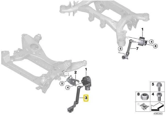 Originalus BMW X3 G01 X3 G02 priekinių žibintų vertikalios krypties valdymo strypas priekyje 37146891166