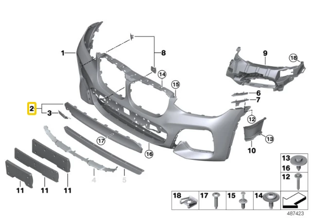 Originalus BMW X3 X4 M G01 G02 X3 18d TX11 TX12 Apdailos bamperis priekyje 51118092755